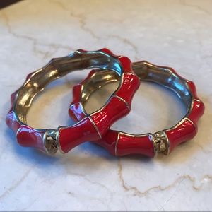 Pair of red bangle bracelets